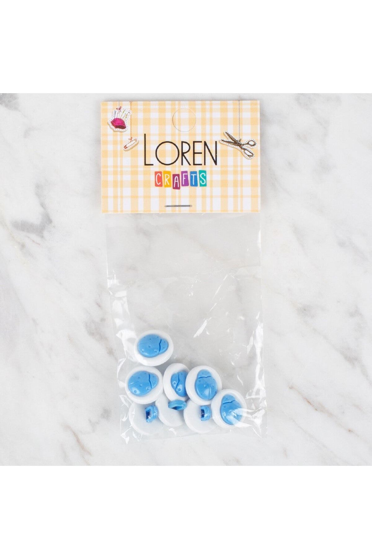 Loren Crafts 8 li Mavi Uğur Böceği Düğme - 644