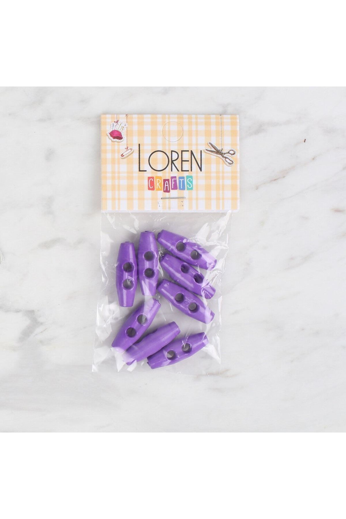 Loren Crafts 8 li mor çoban düğme - 108