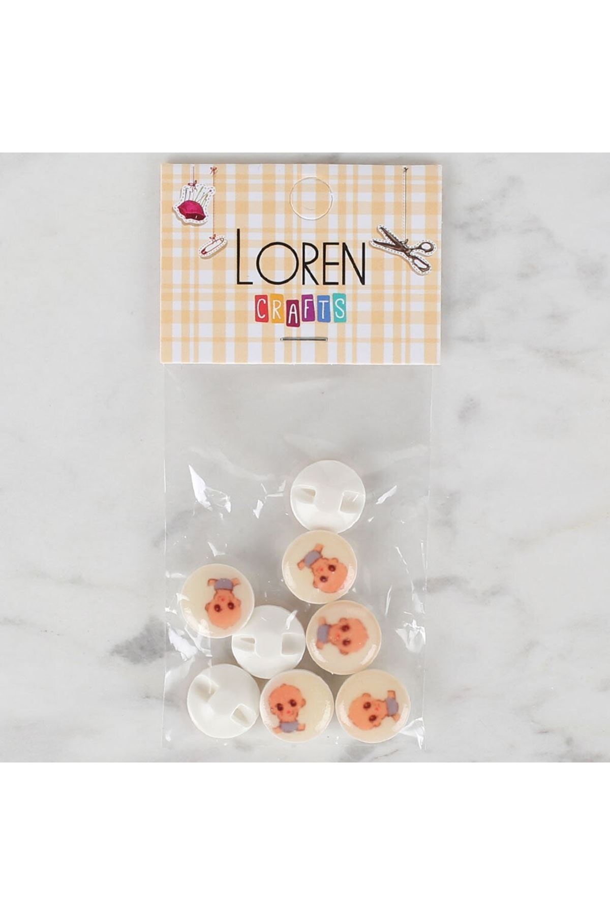 Loren Crafts 8 li Krem Bebek Düğme - 673