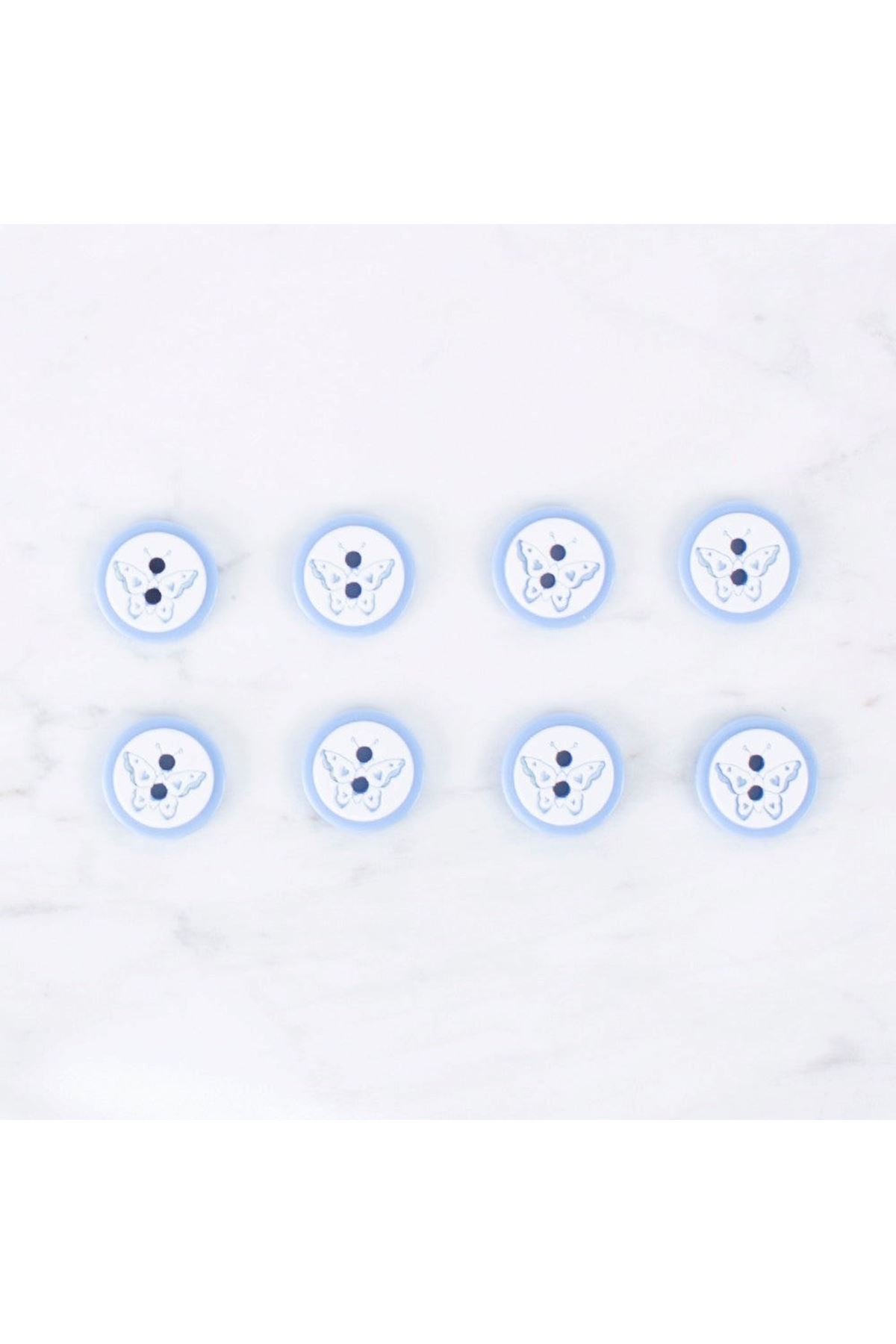 Loren Crafts 8 li Kelebek Mavi Düğme - 0513