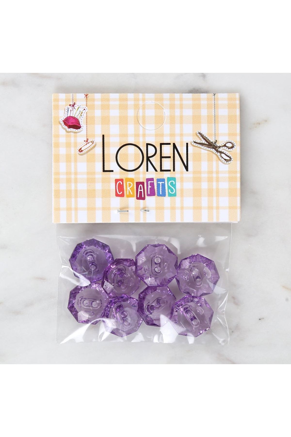 Loren Crafts Mor 8'li Düğme - 3066