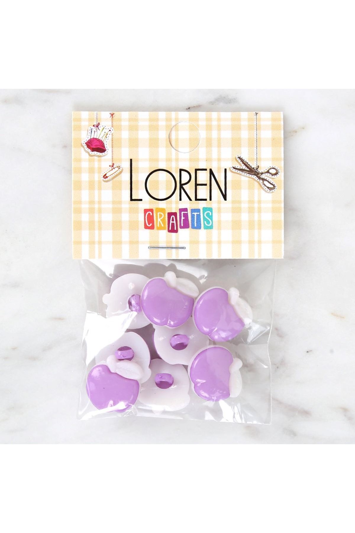 Loren Crafts Mor 8'li Düğme - 3003