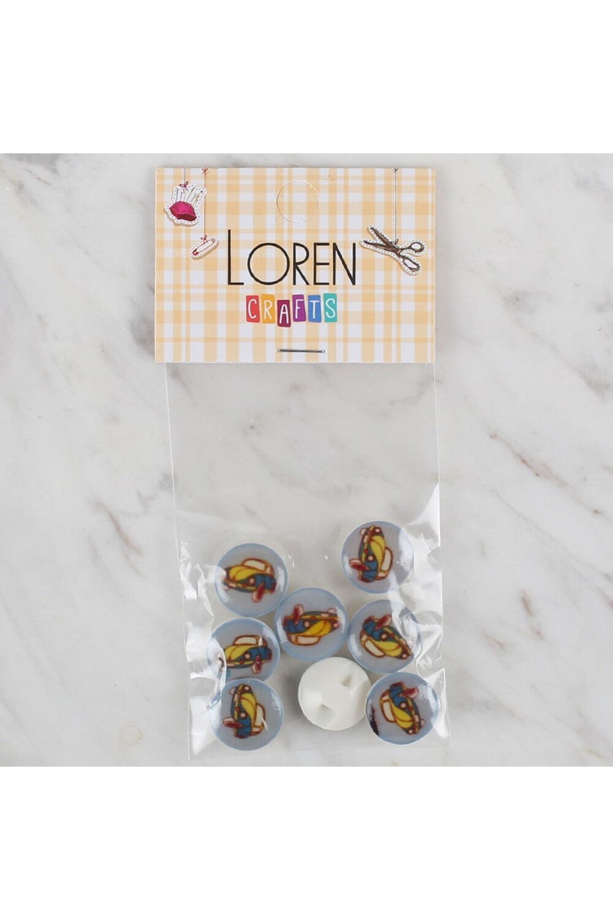 Loren Crafts 8 li Mavi Araba Düğme - 694