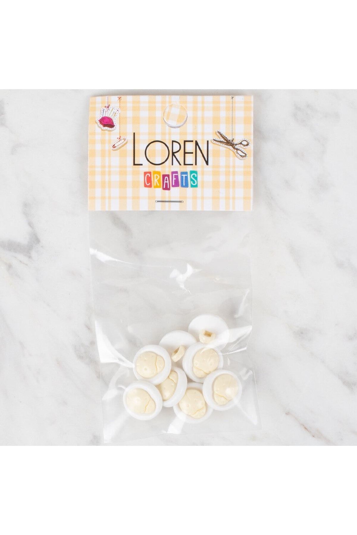Loren Crafts 8 li Krem Uğur Böceği Düğme - 640