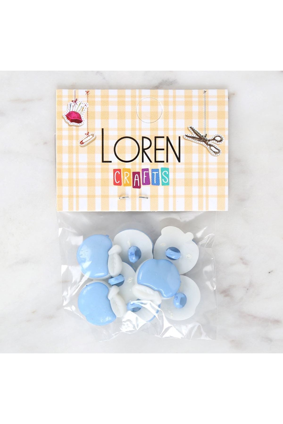 Loren Crafts Bebe Mavi 8'li Düğme - 3006