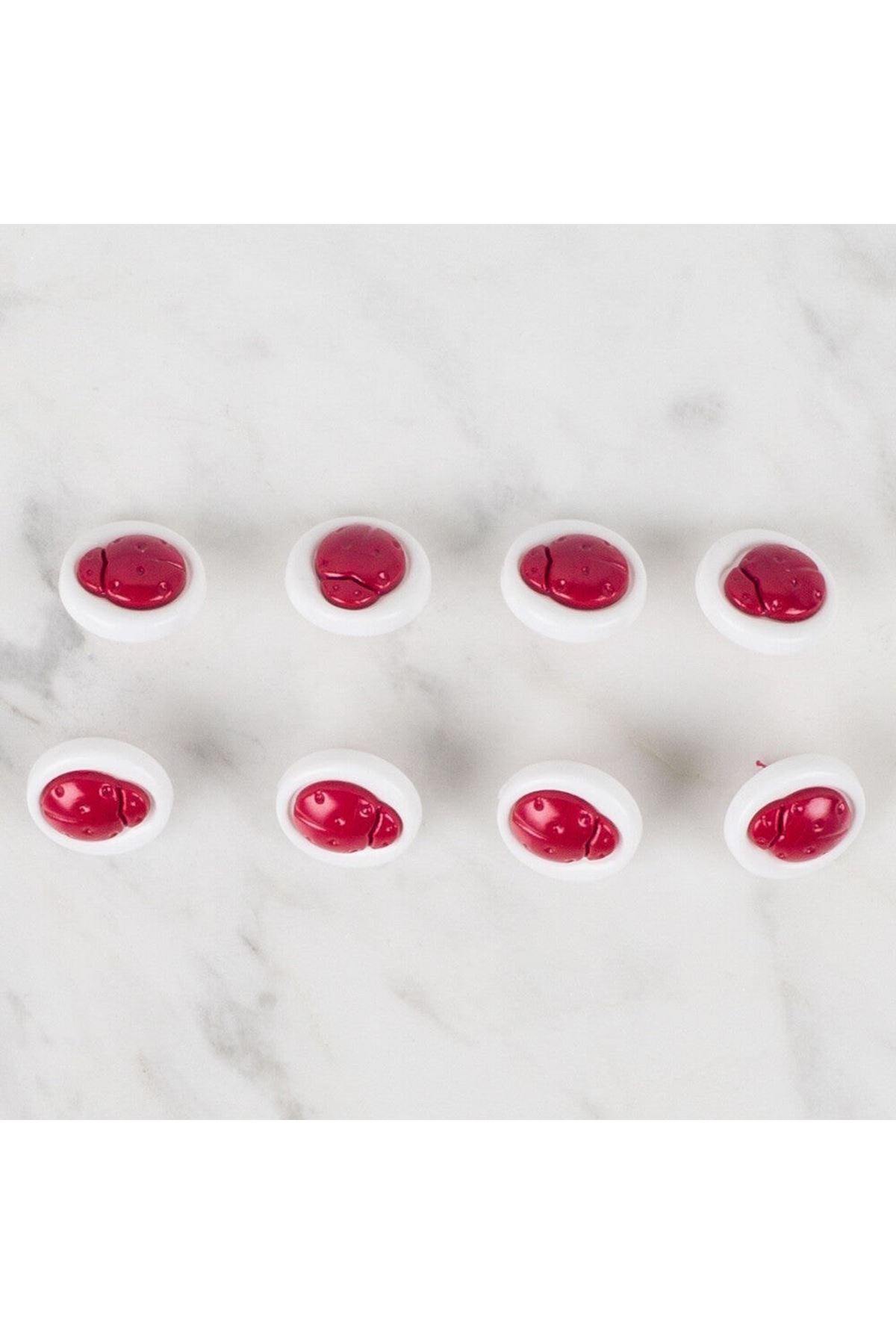 Loren Crafts 8 li Kırmızı Uğur Böceği Düğme - 648