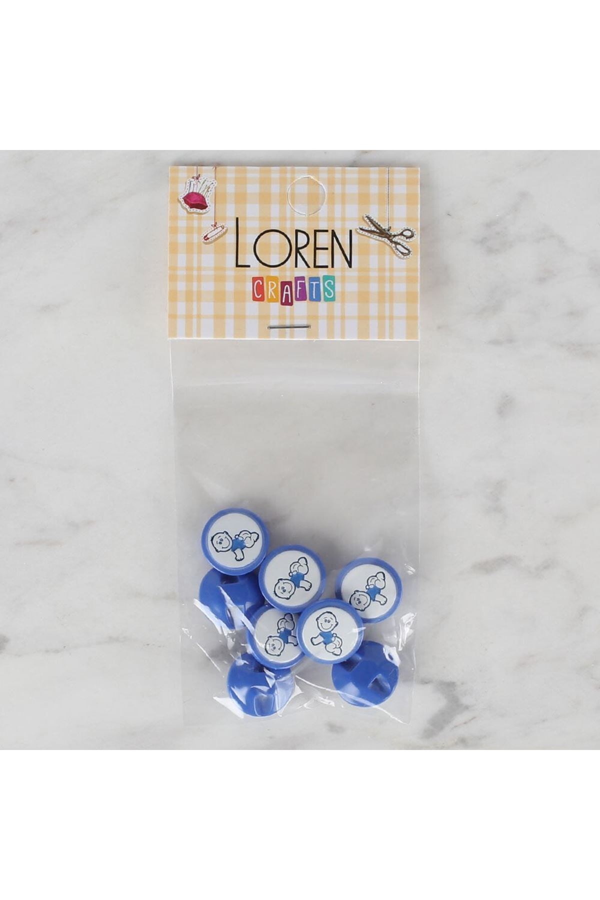 Loren Crafts 8 li Mavi Bebe Düğme - 371
