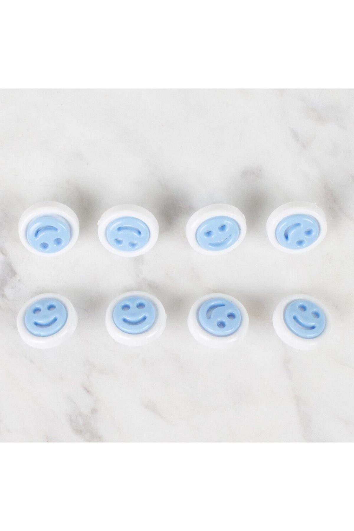 Loren Crafts 8 li Mavi Gülen Yüz Düğme - 632