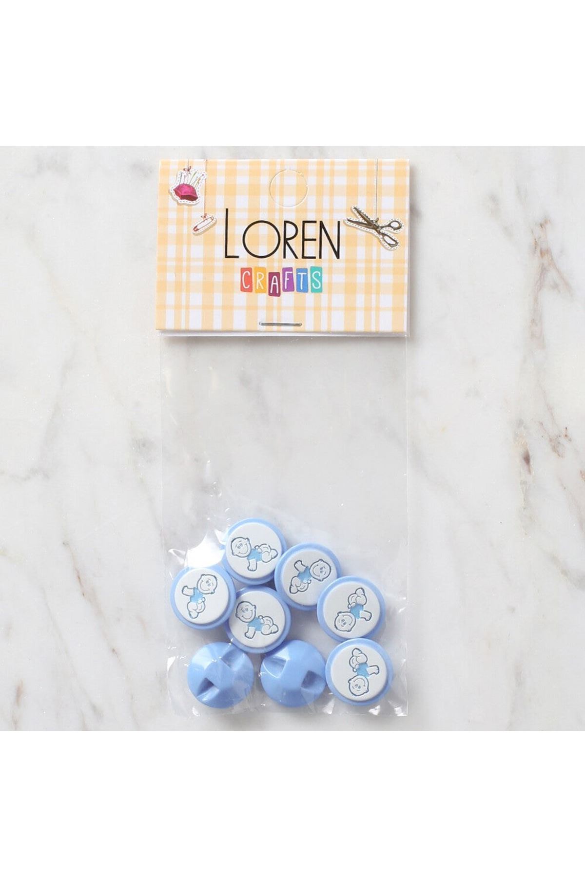 Loren Crafts 8 li Mavi Bebek Düğme - 369