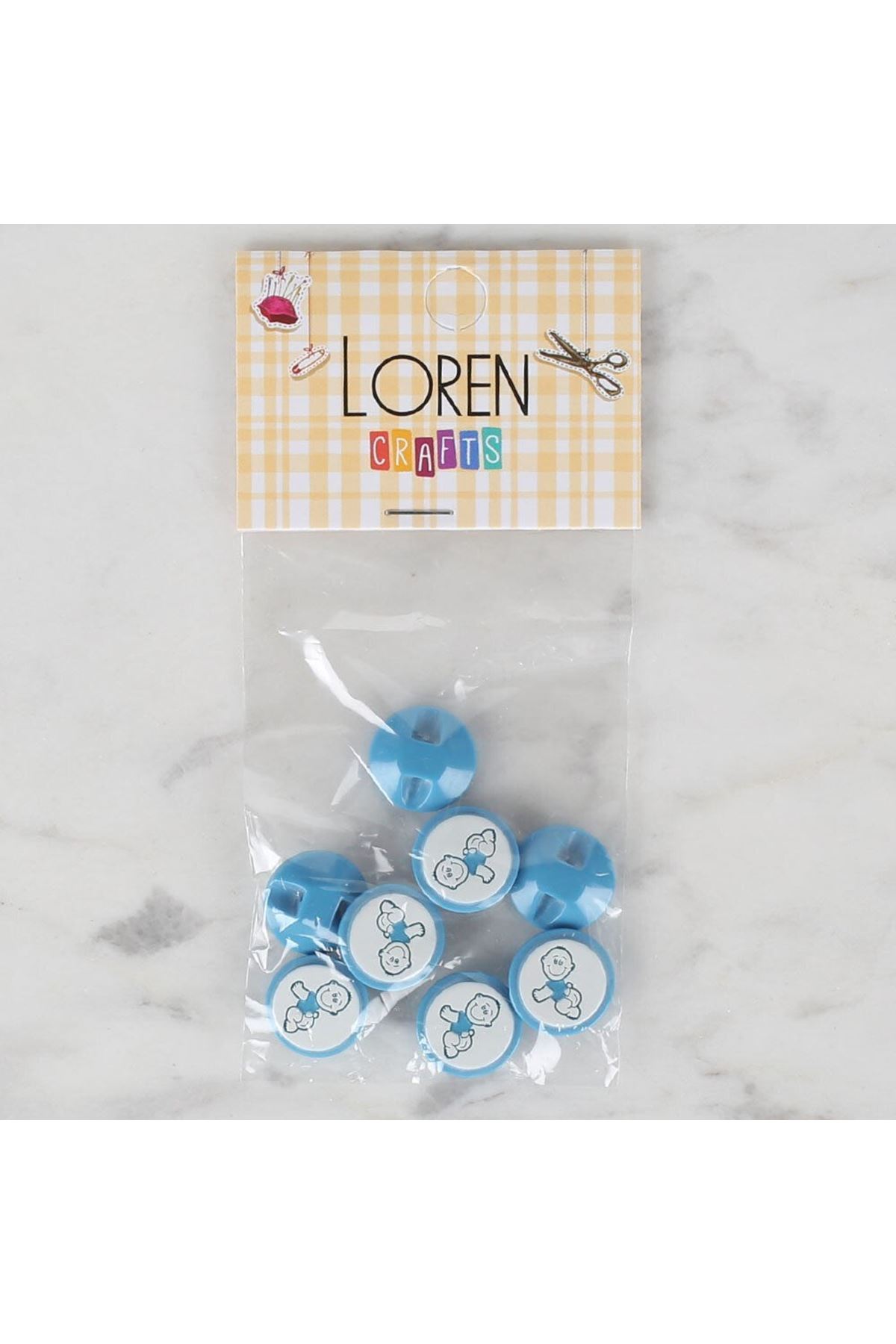 Loren Crafts 8 li Mavi Bebek Düğme - 370