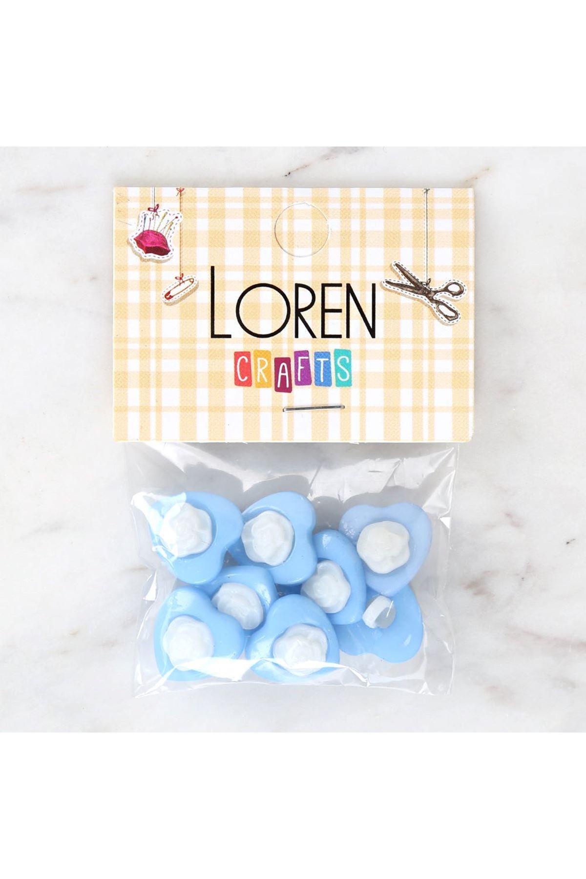 Loren Crafts Mavi 8'li Düğme - 3050