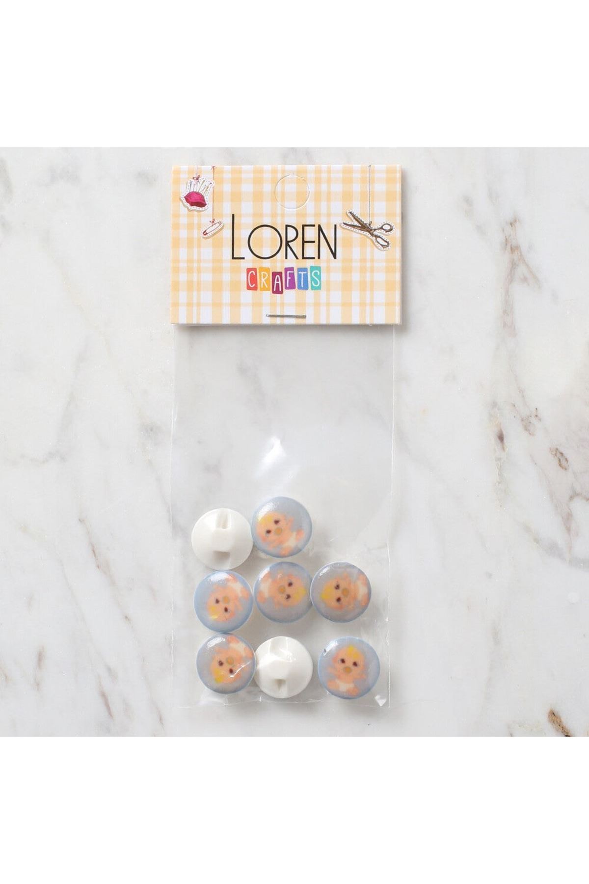 Loren Crafts 8 li Mavi Bebek Düğme - 695