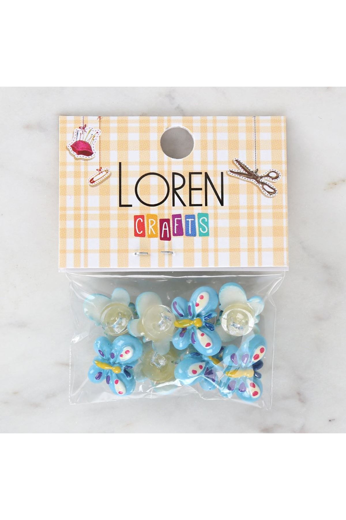 Loren Crafts Mavi 8'li Düğme - 3021