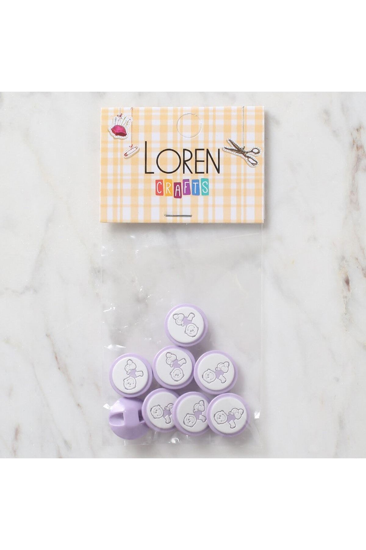 Loren Crafts 8 li Lila Bebek Düğme - 374