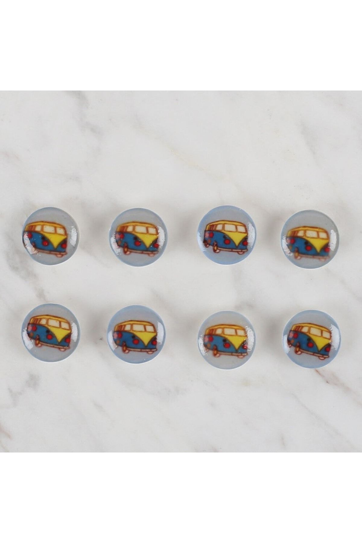 Loren Crafts 8 li Mavi Minibüs Düğme - 698