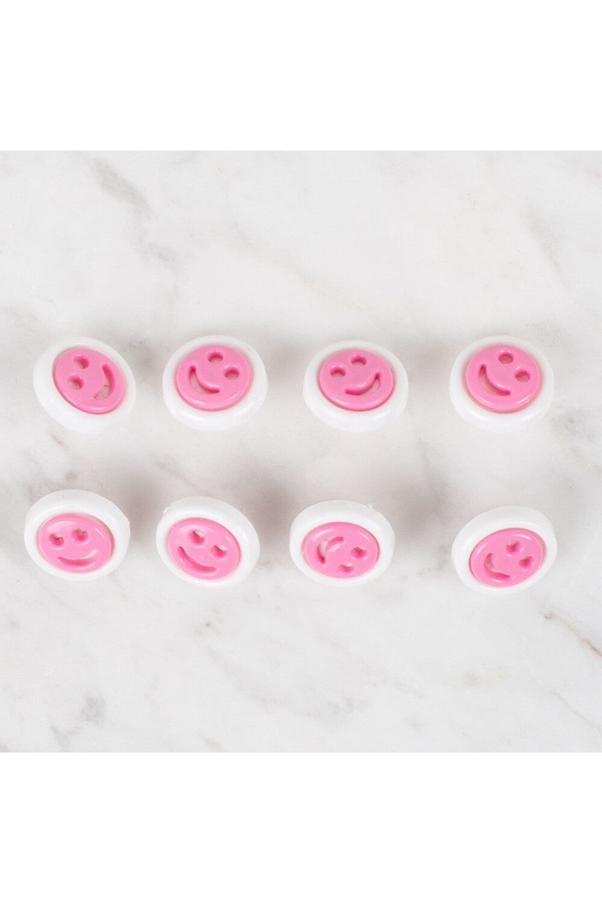 Loren Crafts 8 li Koyu Pembe Gülen Yüz Düğme - 636