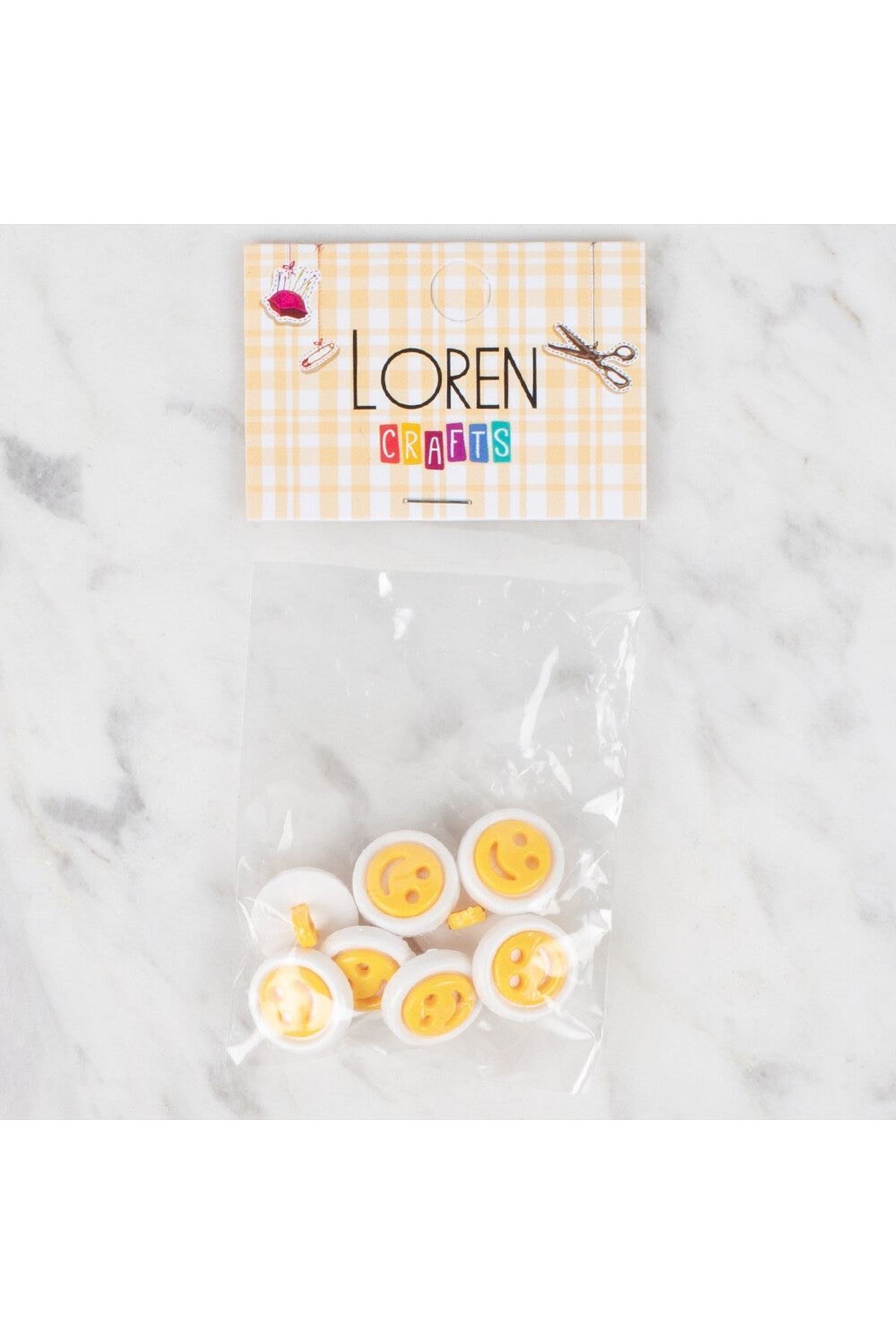 Loren Crafts 8 li Koyu Sarı Gülen Yüz Düğme - 631