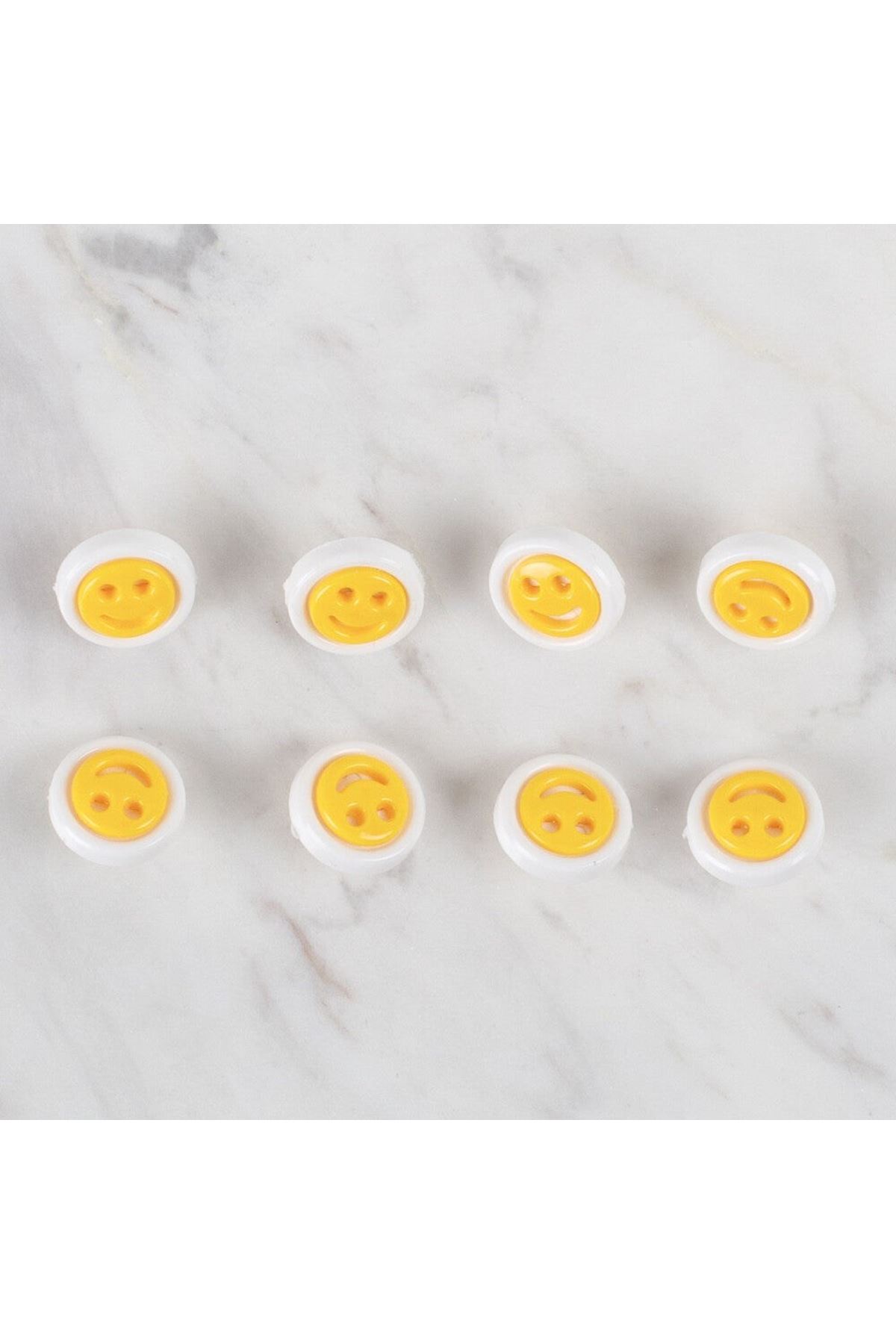 Loren Crafts 8 li Koyu Sarı Gülen Yüz Düğme - 631