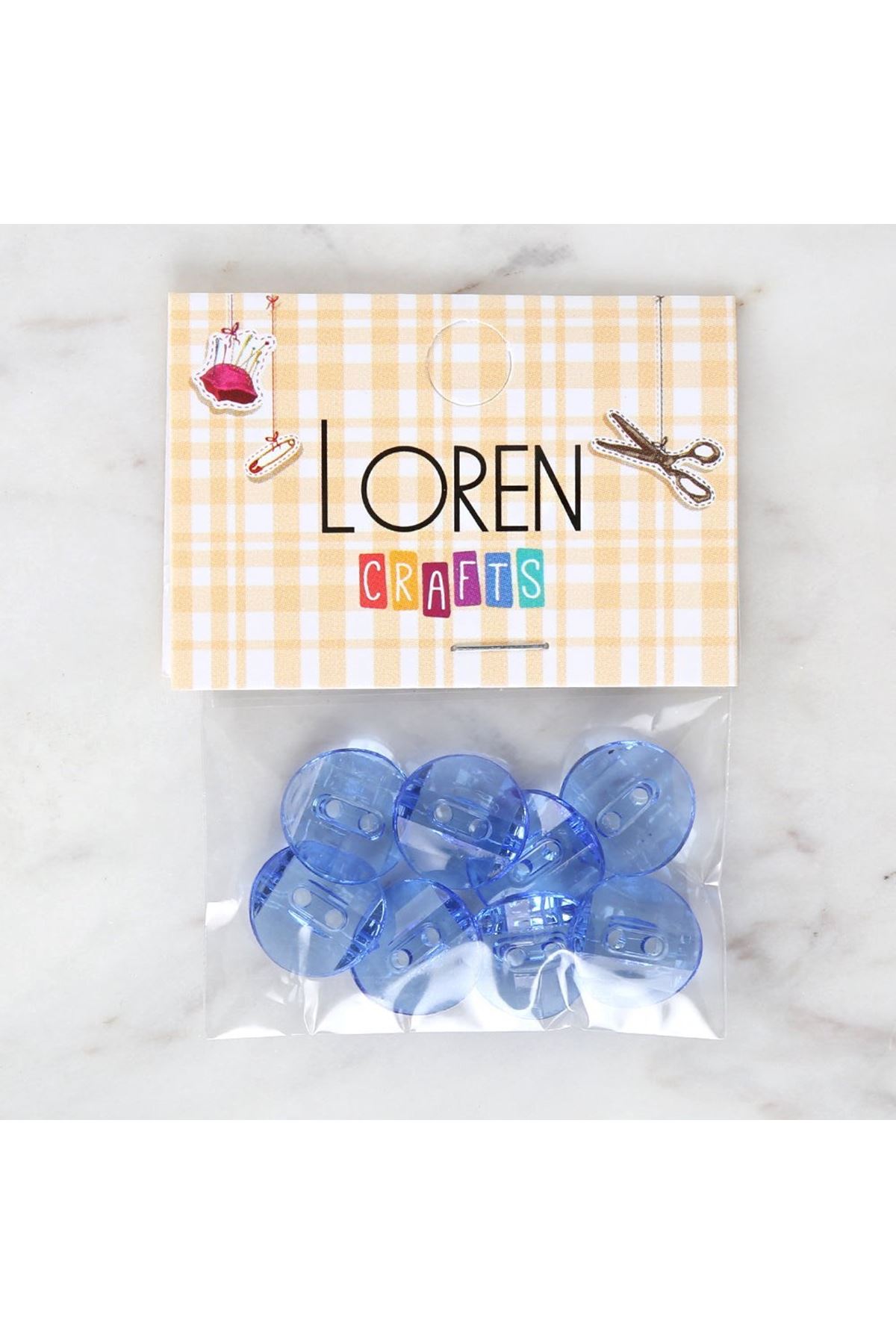 Loren Crafts Mavi 8'li Düğme - 3062