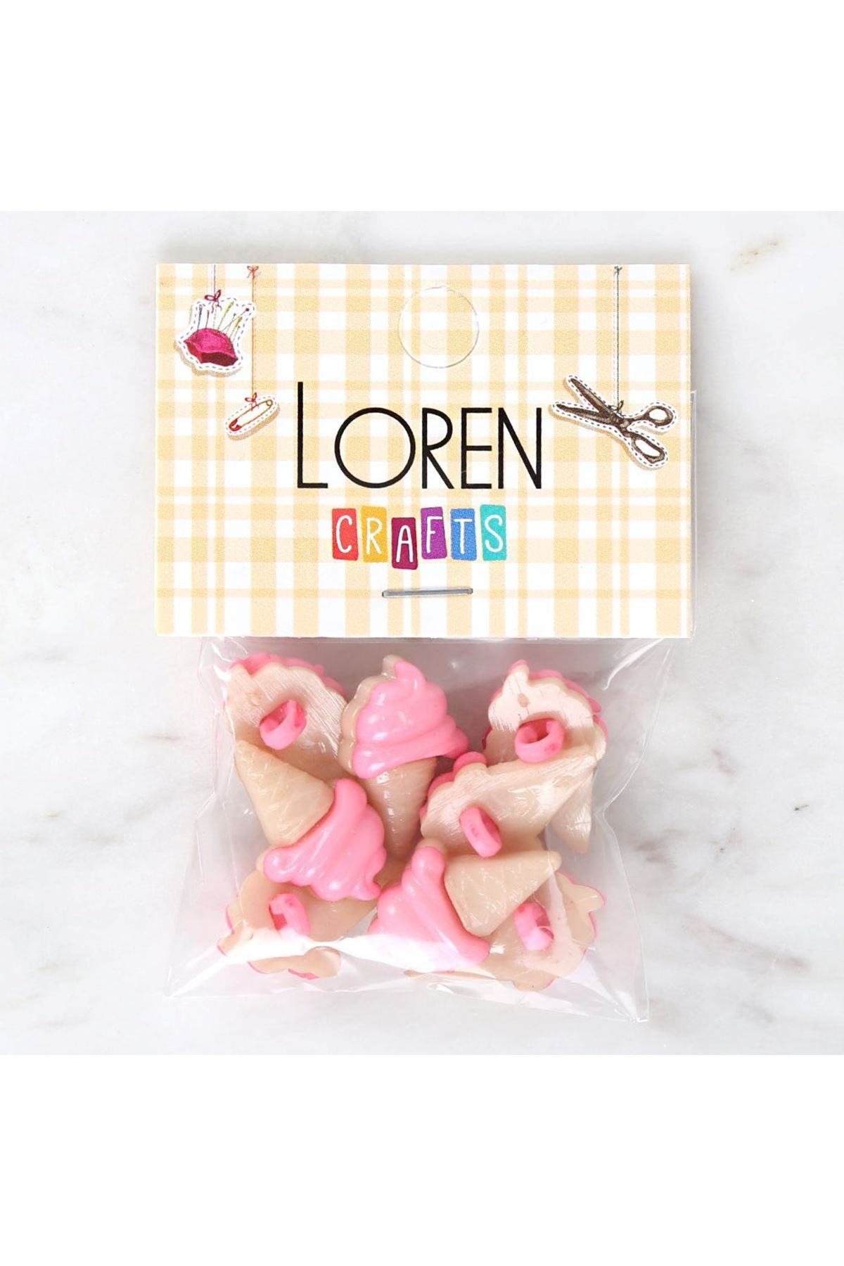 Loren Crafts Pembe 8'li Düğme - 3073