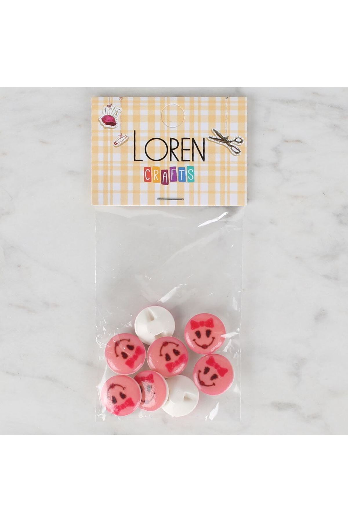 Loren Crafts 8 li Pembe Düğme - 0715