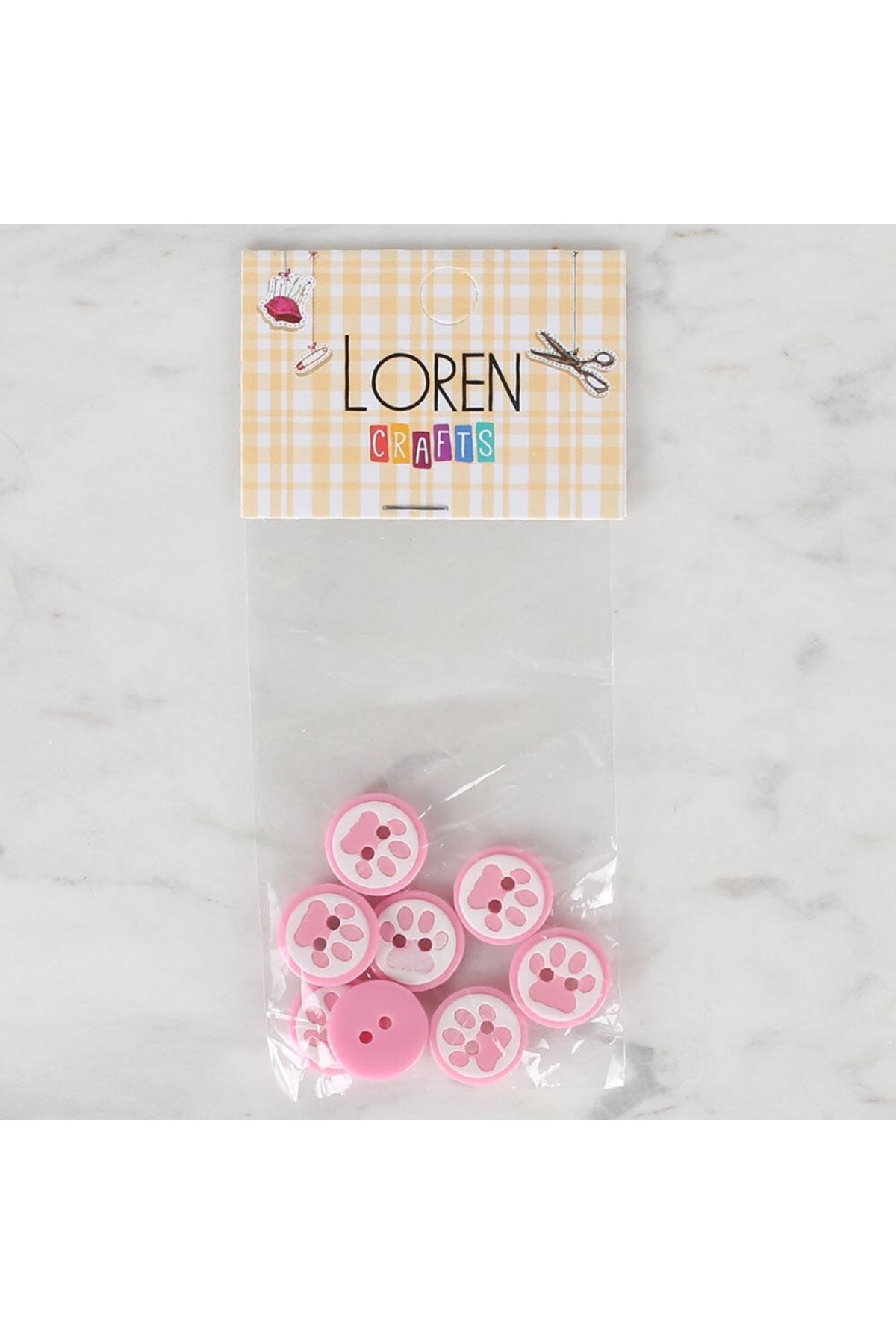 Loren Crafts 8 li Pembe Pati Düğme - 615
