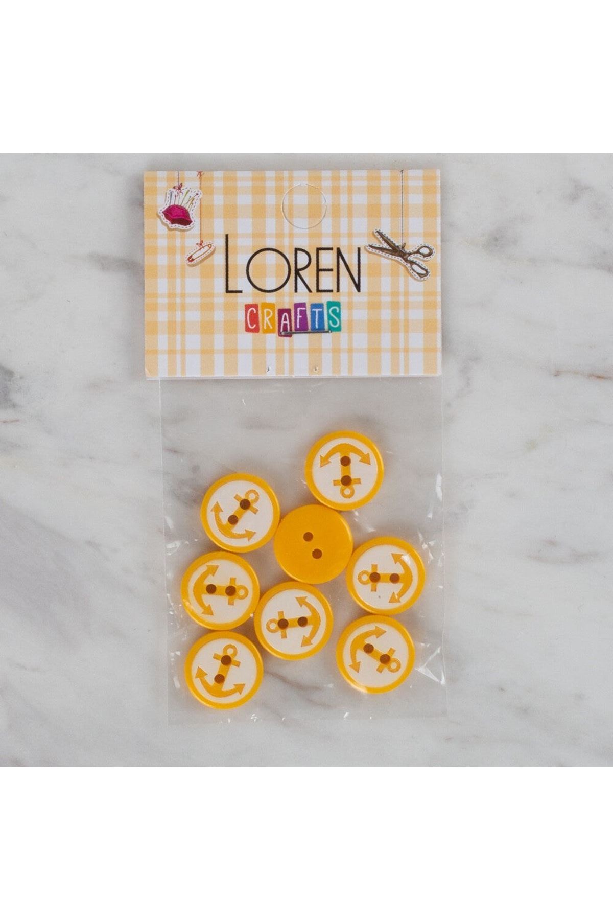 Loren Crafts 8 li Sarı Çapa Düğme - 607
