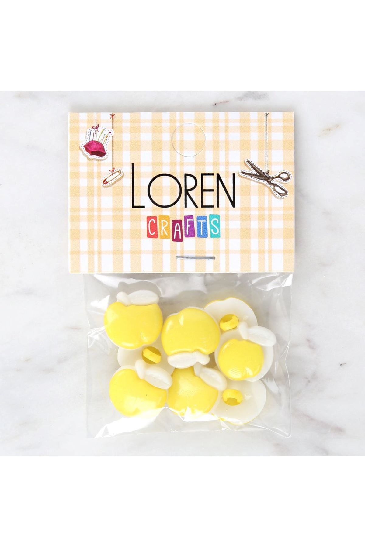 Loren Crafts Sarı 8'li Düğme - 3005
