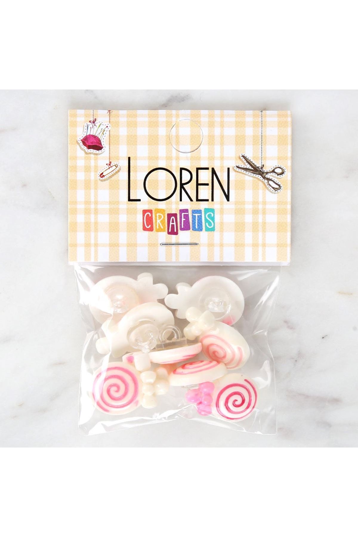 Loren Crafts Pembe 8'li Düğme - 3025