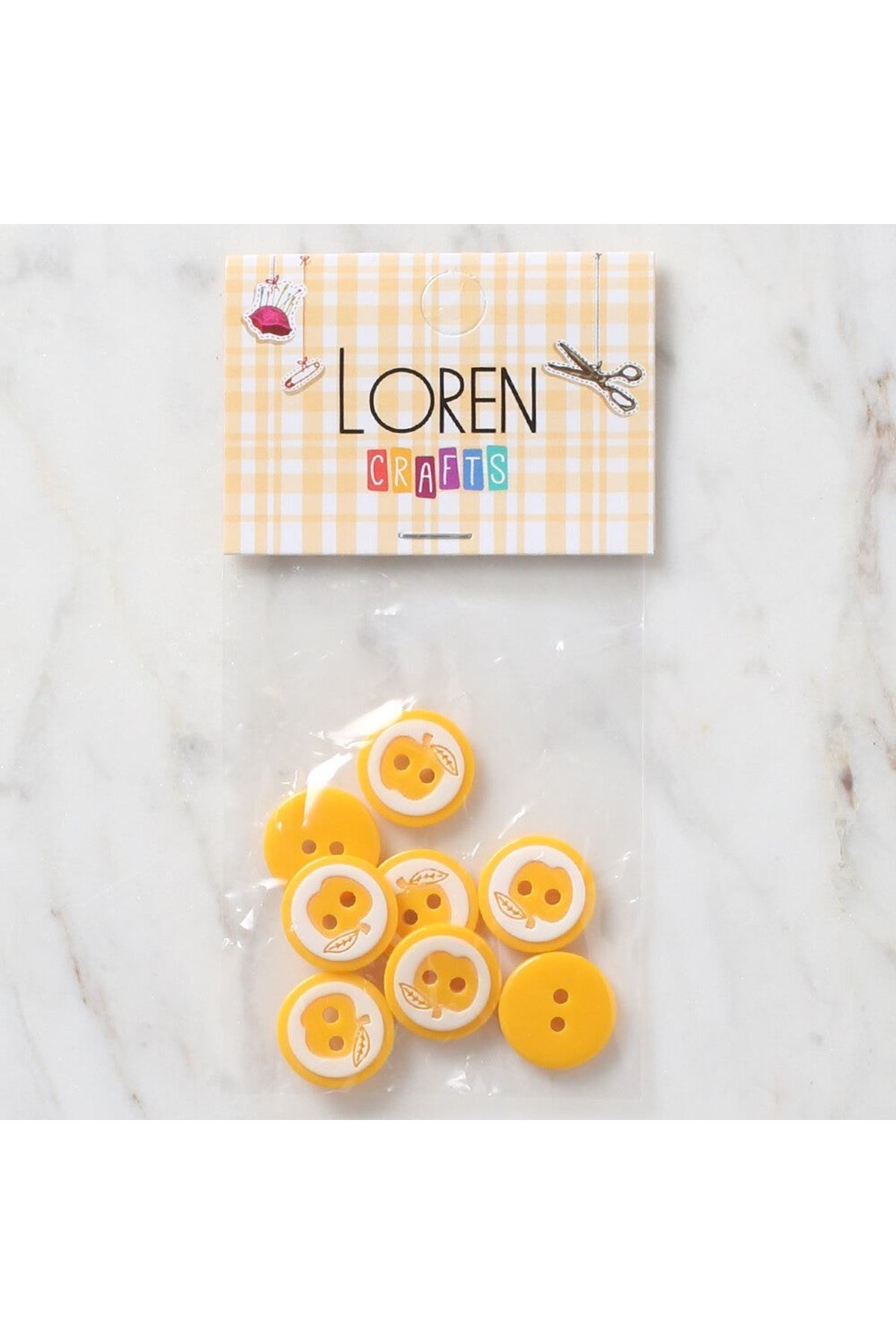 Loren Crafts 8 li Sarı Elma Düğme - 468