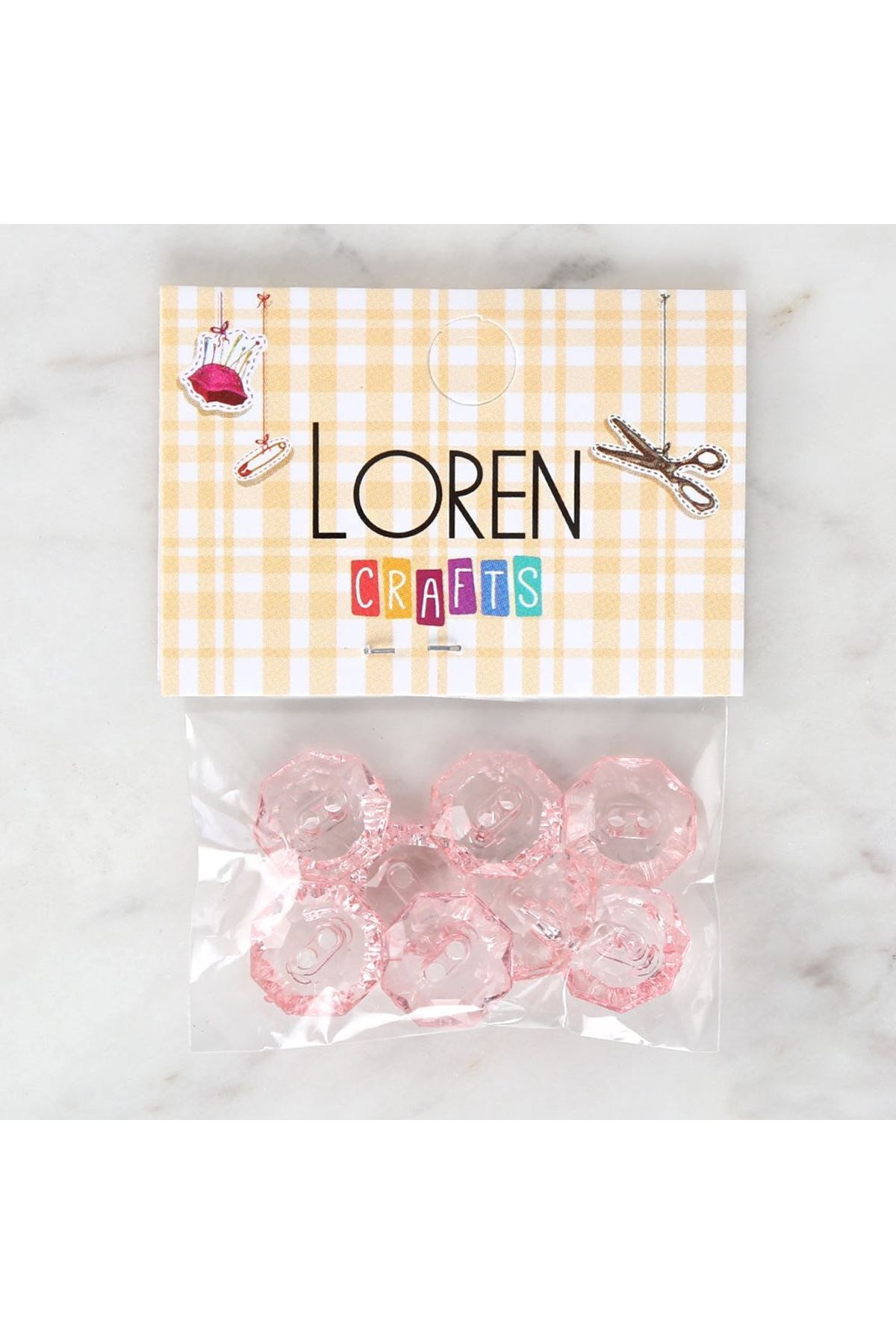 Loren Crafts Pembe 8'li Düğme - 3064