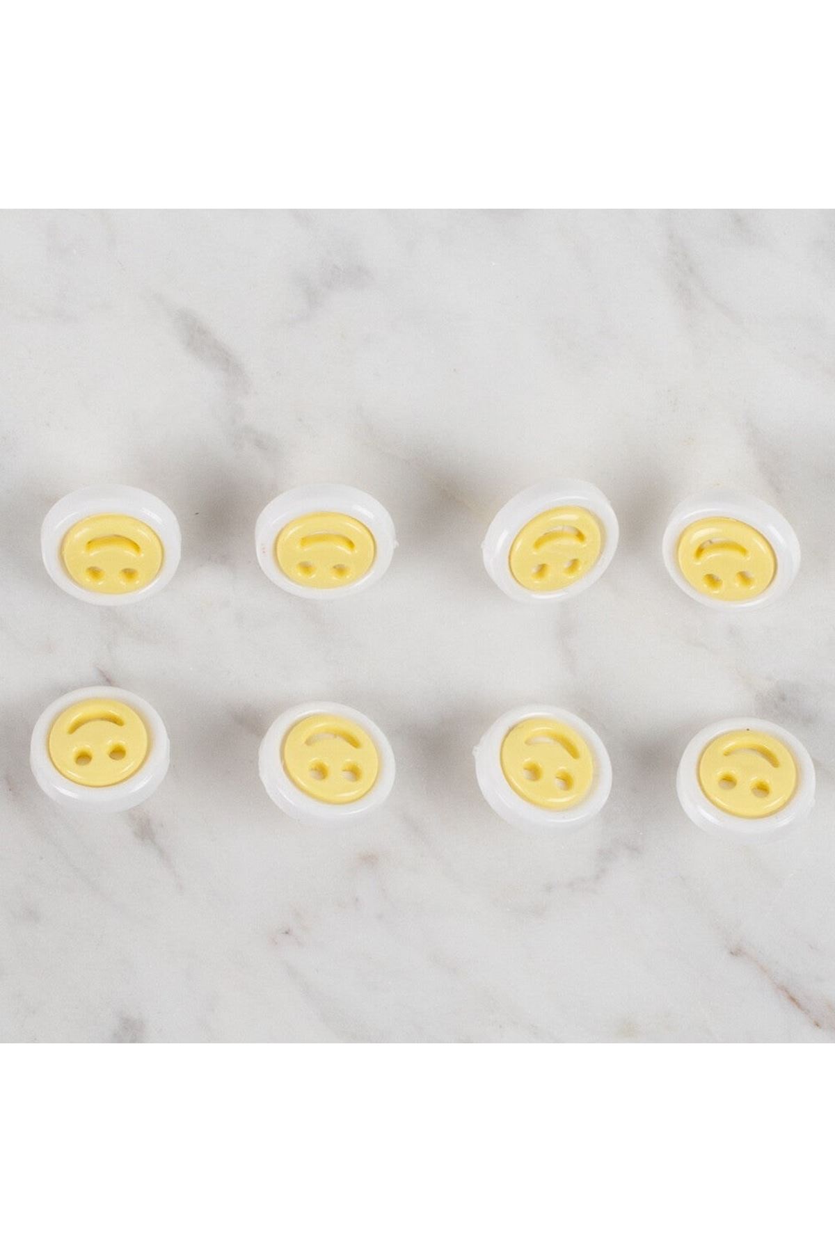 Loren Crafts 8 li Sarı Gülen Yüz Düğme - 630