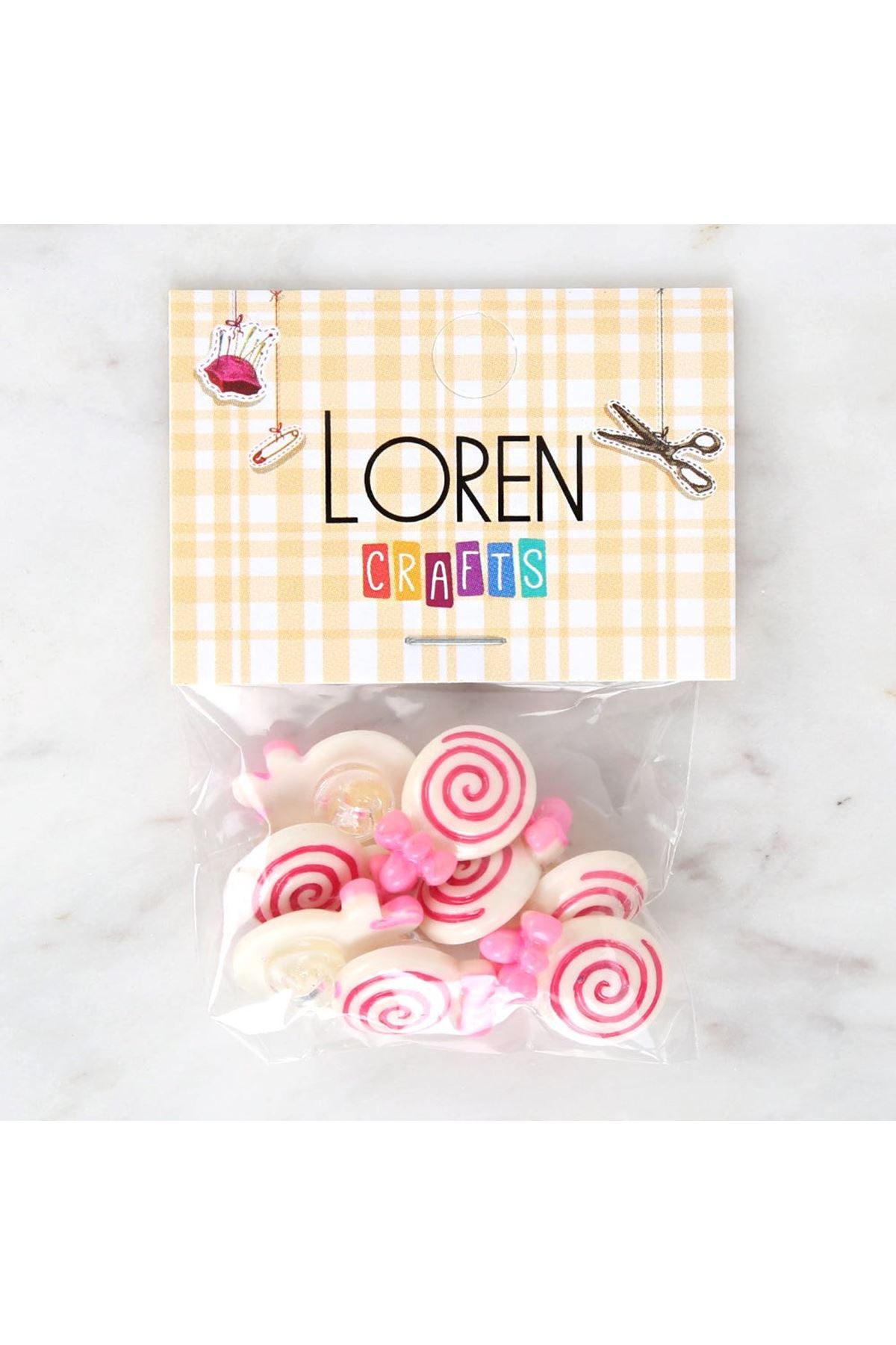 Loren Crafts Pembe 8'li Düğme - 3028