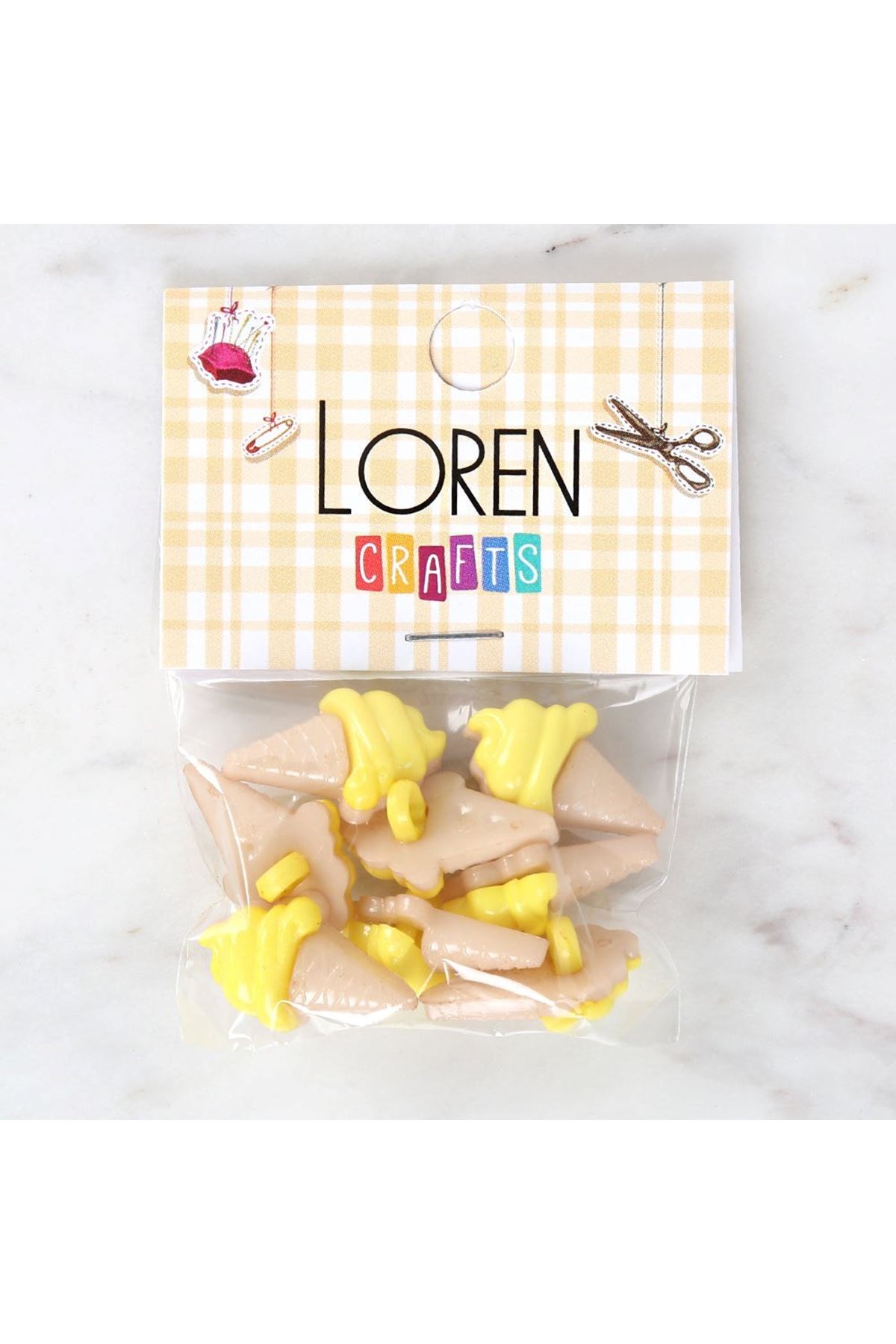 Loren Crafts Sarı 8'li Düğme - 3072