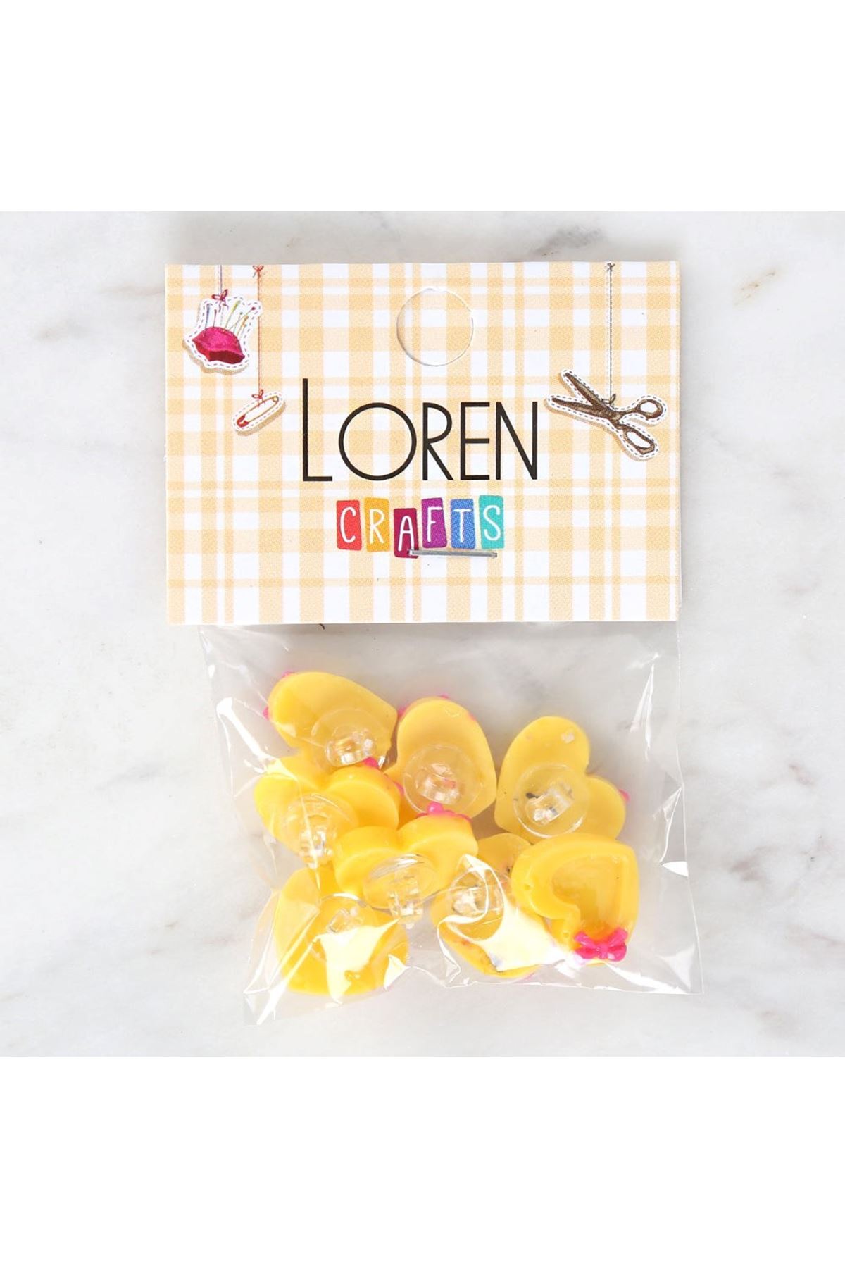 Loren Crafts Sarı 8'li Düğme - 3017