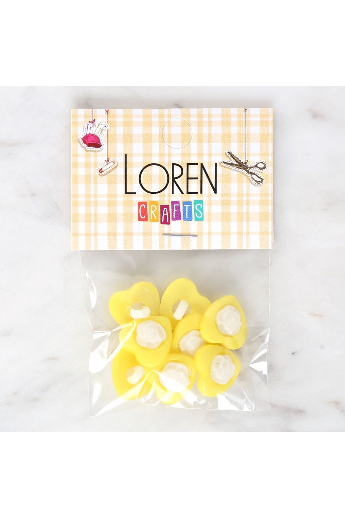Loren Crafts Sarı 8'li Düğme - 3049