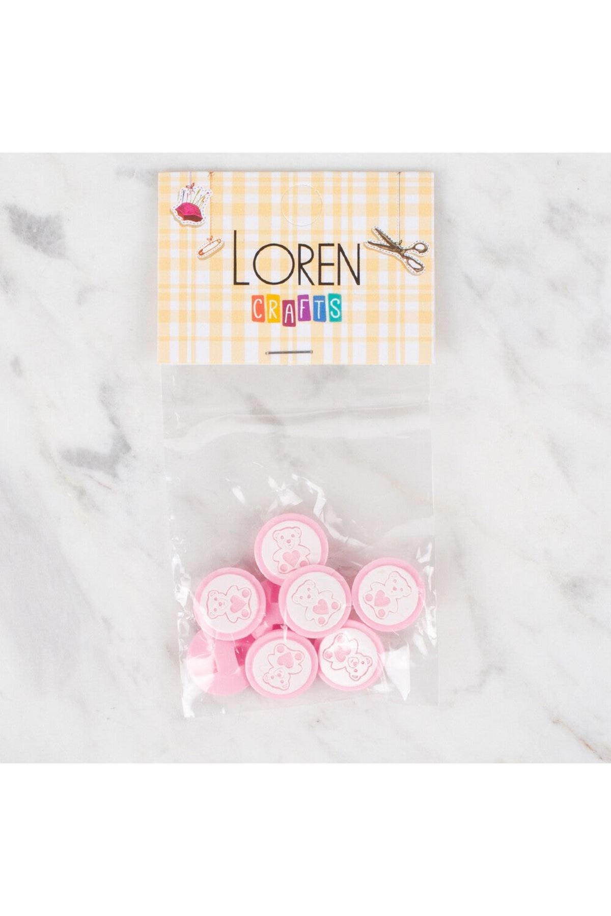 Loren Crafts 8 li Pembe Düğme - 407