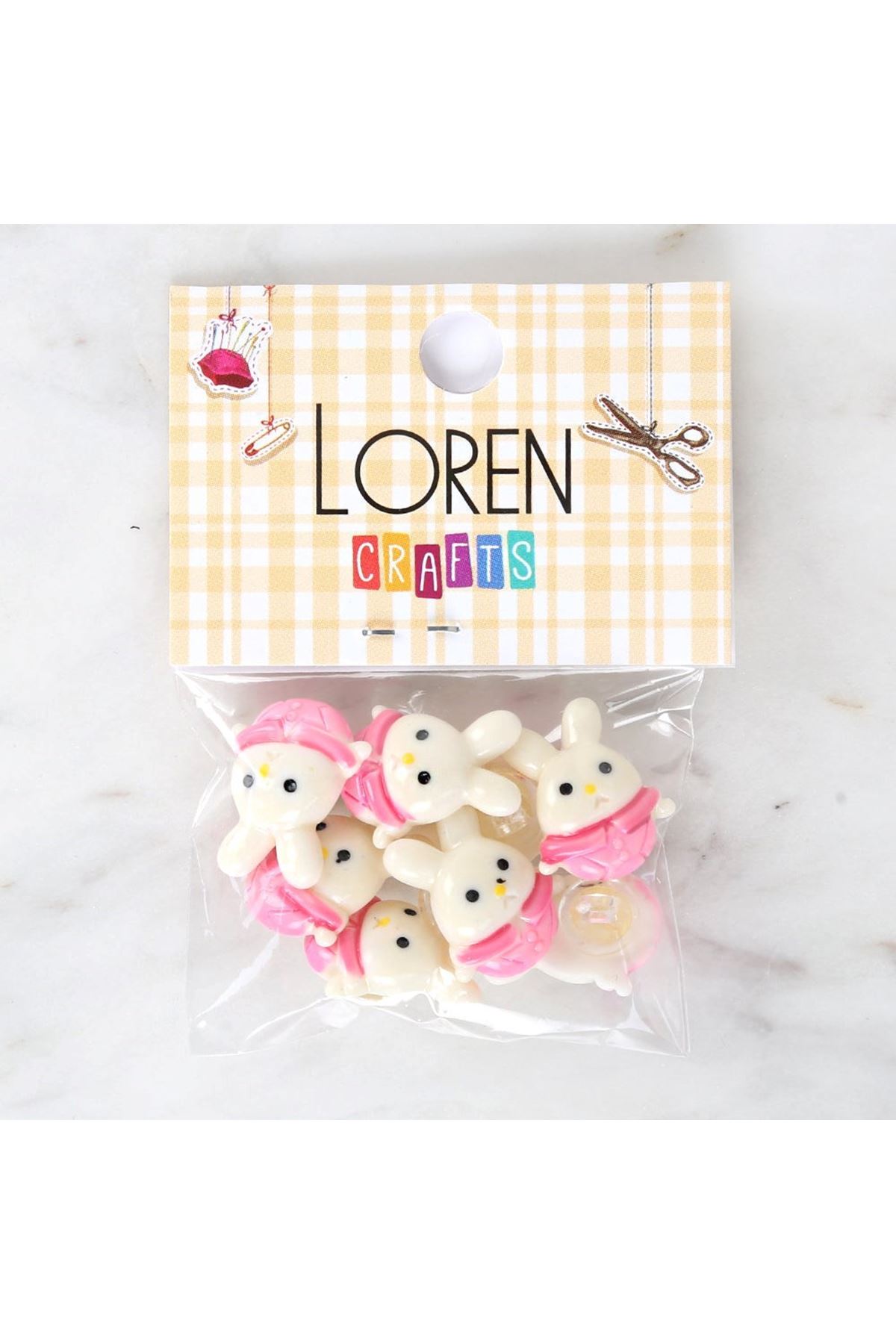 Loren Crafts Pembe 8'li Düğme - 3029