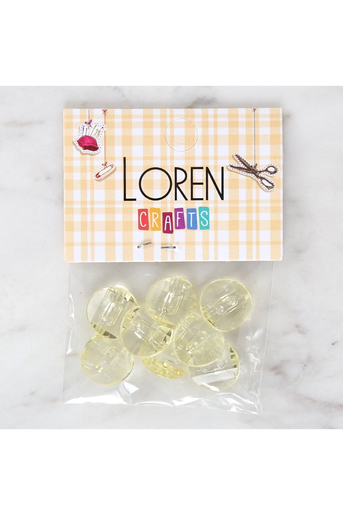 Loren Crafts 8'li Sarı Düğme - 3067