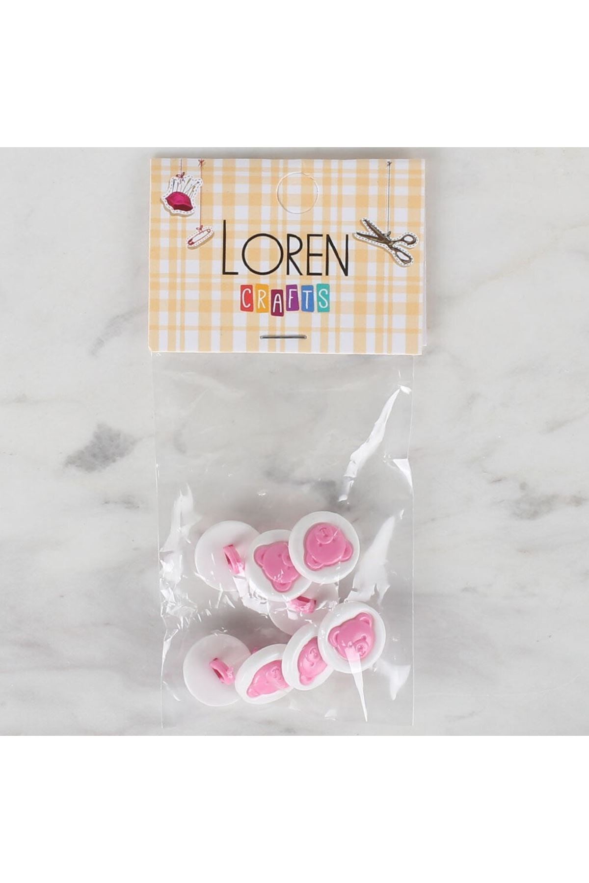 Loren Crafts 8 li Pembe Düğme - 625