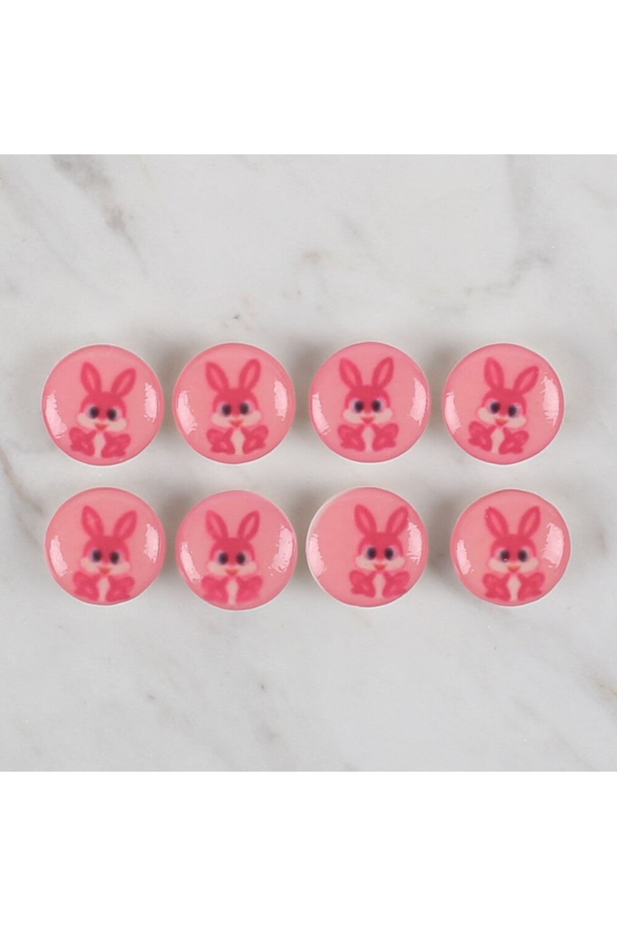 Loren Crafts 8 li Pembe Tavşan Düğme - 706