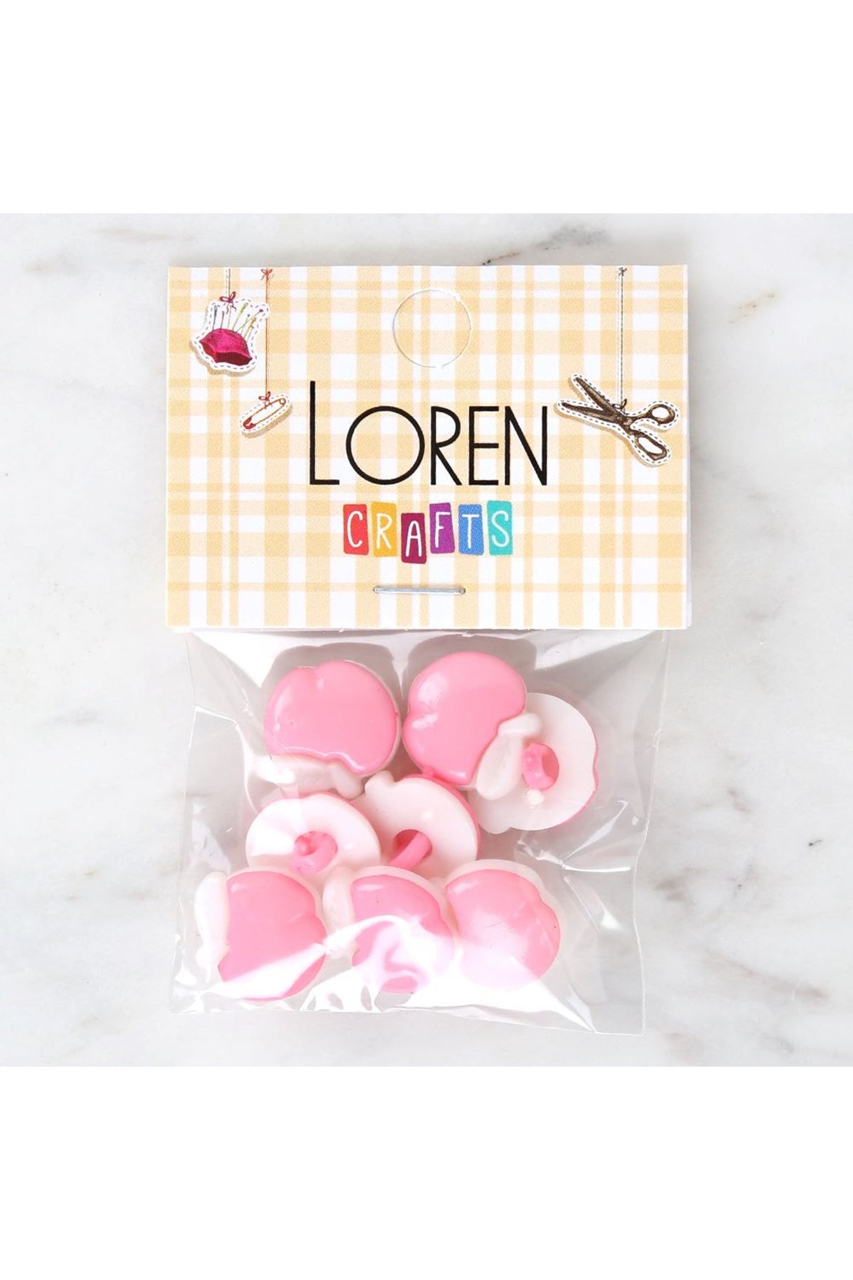 Loren Crafts Pembe 8'li Düğme - 3004