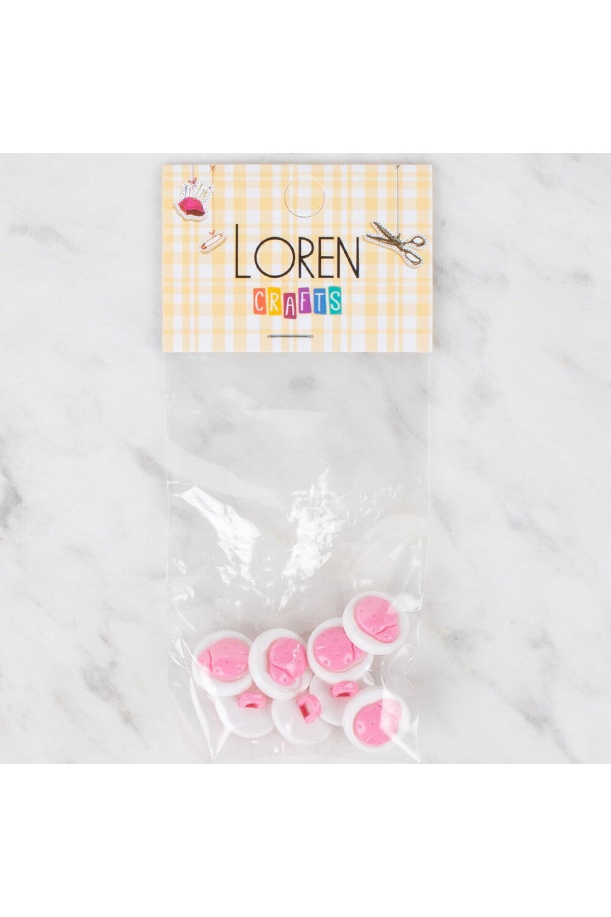 Loren Crafts 8 li Pembe Uğur Böceği Düğme - 646