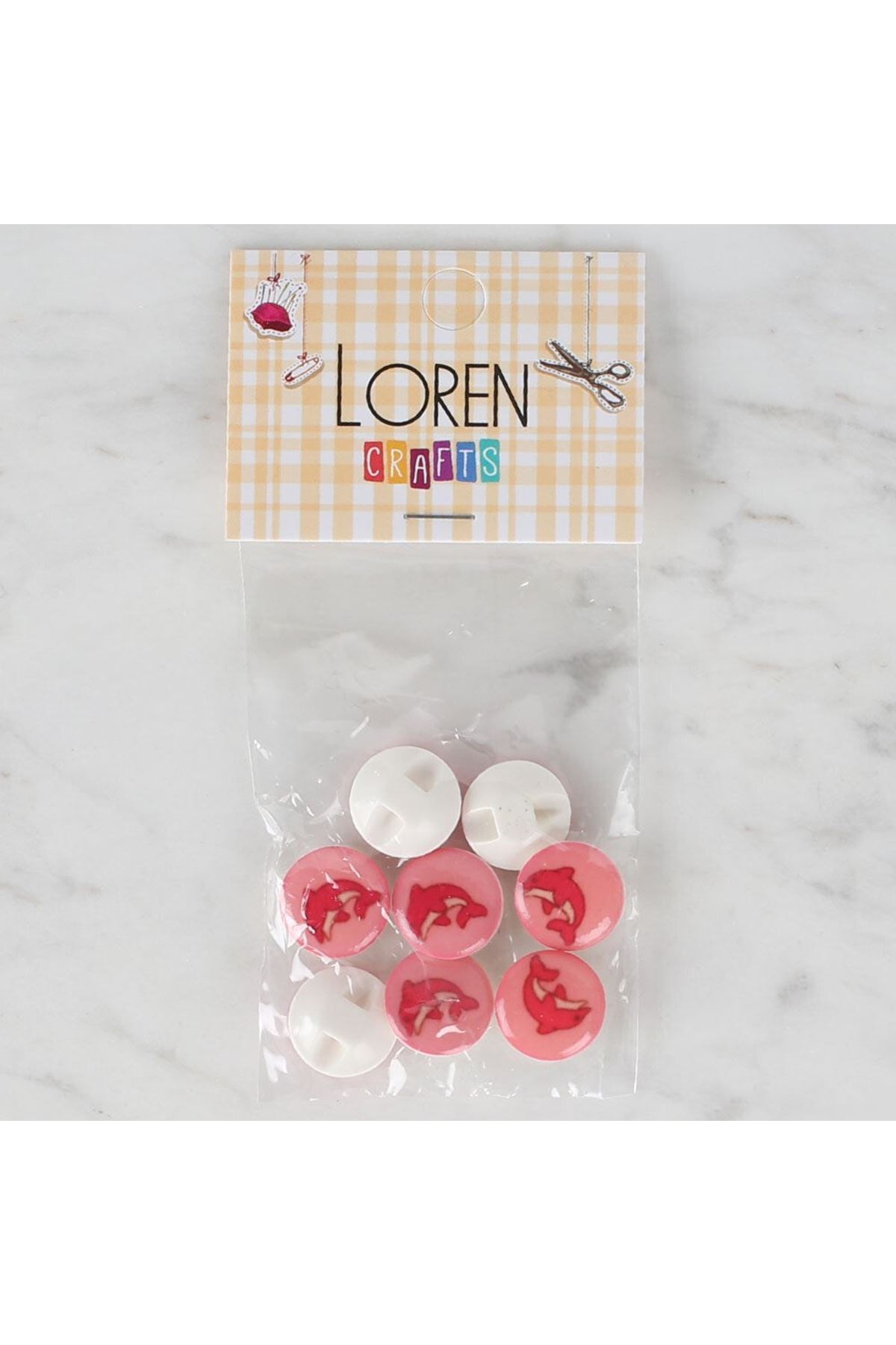 Loren Crafts 8 li Pembe Yunus Düğme - 707