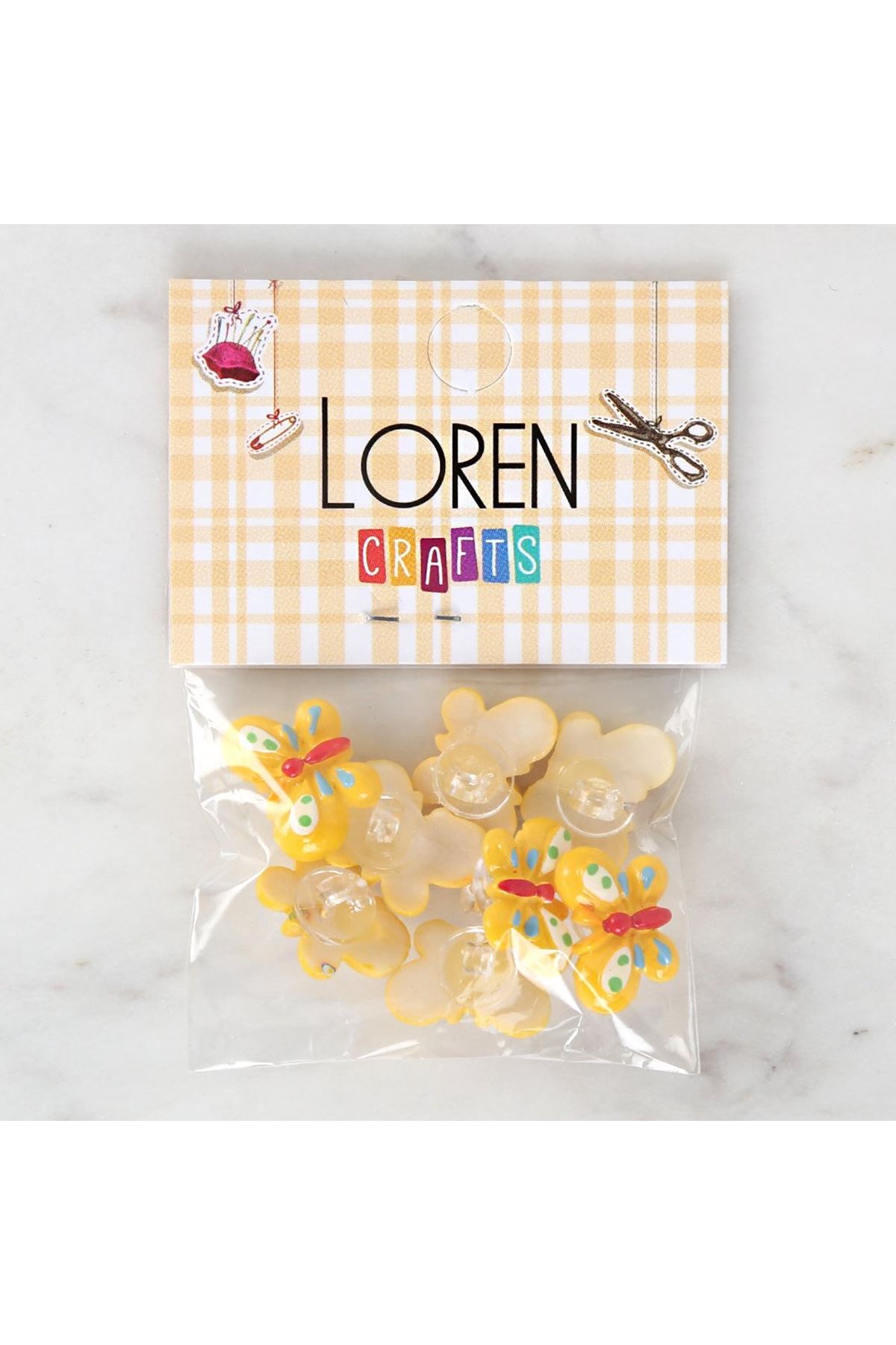 Loren Crafts Sarı 8'li Düğme - 3020