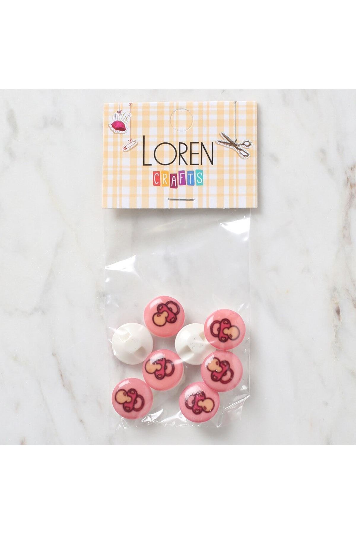 Loren Crafts 8 li Pembe Emzik Düğme - 709