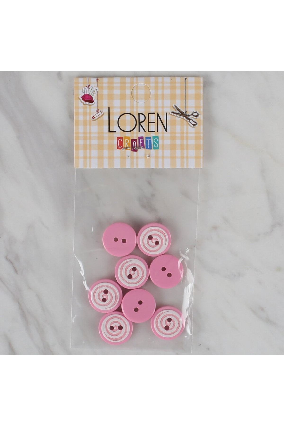 Loren Crafts 8 li Pembe Yuvarlak Düğme - 448