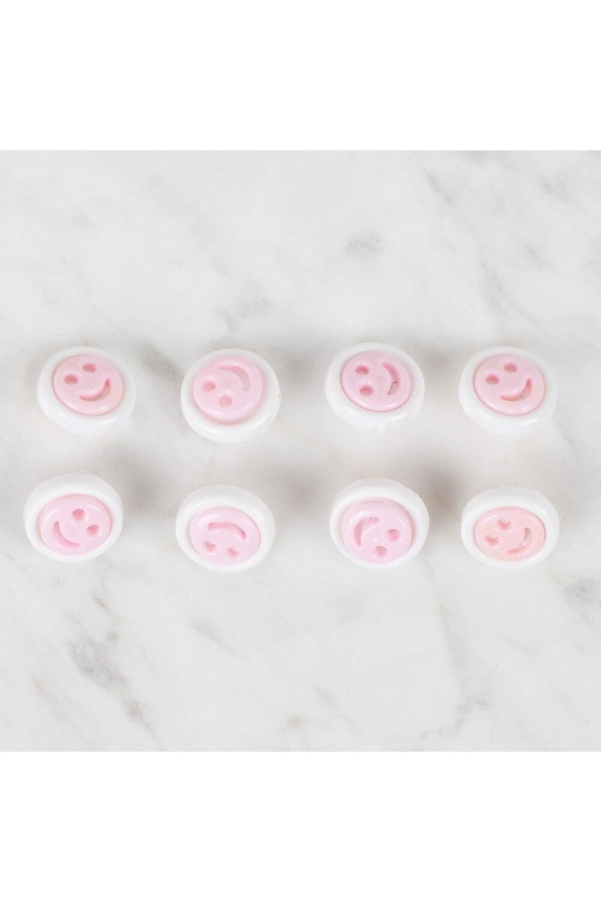 Loren Crafts 8 li Pembe Gülen Yüz Düğme - 635