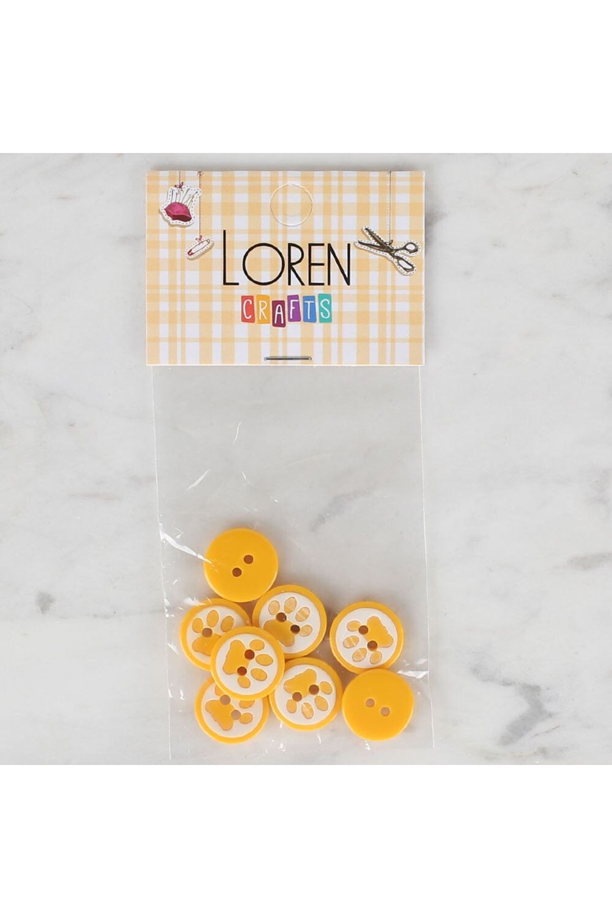 Loren Crafts 8 li Sarı Pati Düğme - 613