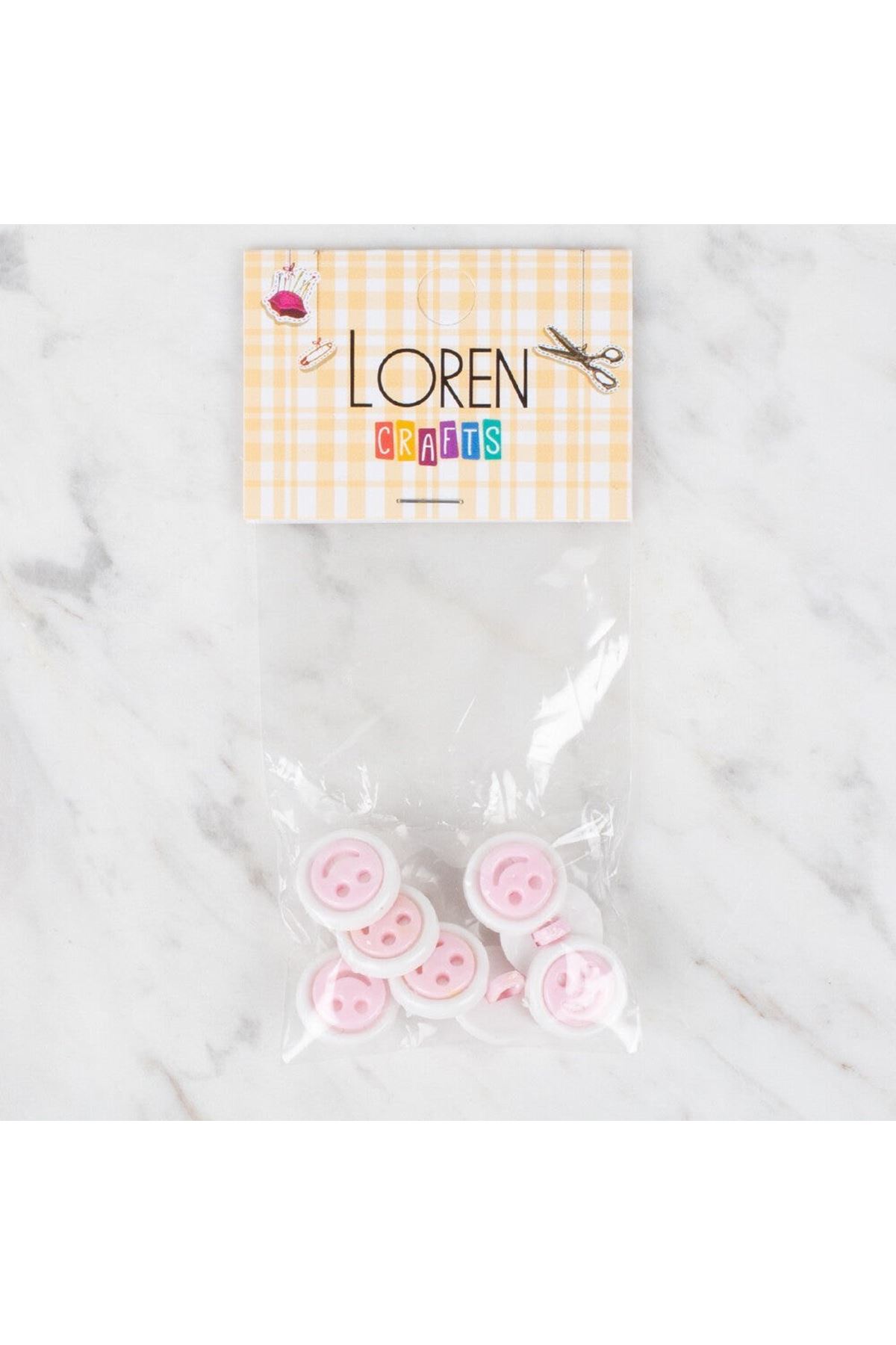Loren Crafts 8 li Pembe Gülen Yüz Düğme - 635